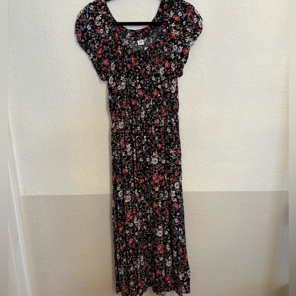 Black floral maxi Gap dress